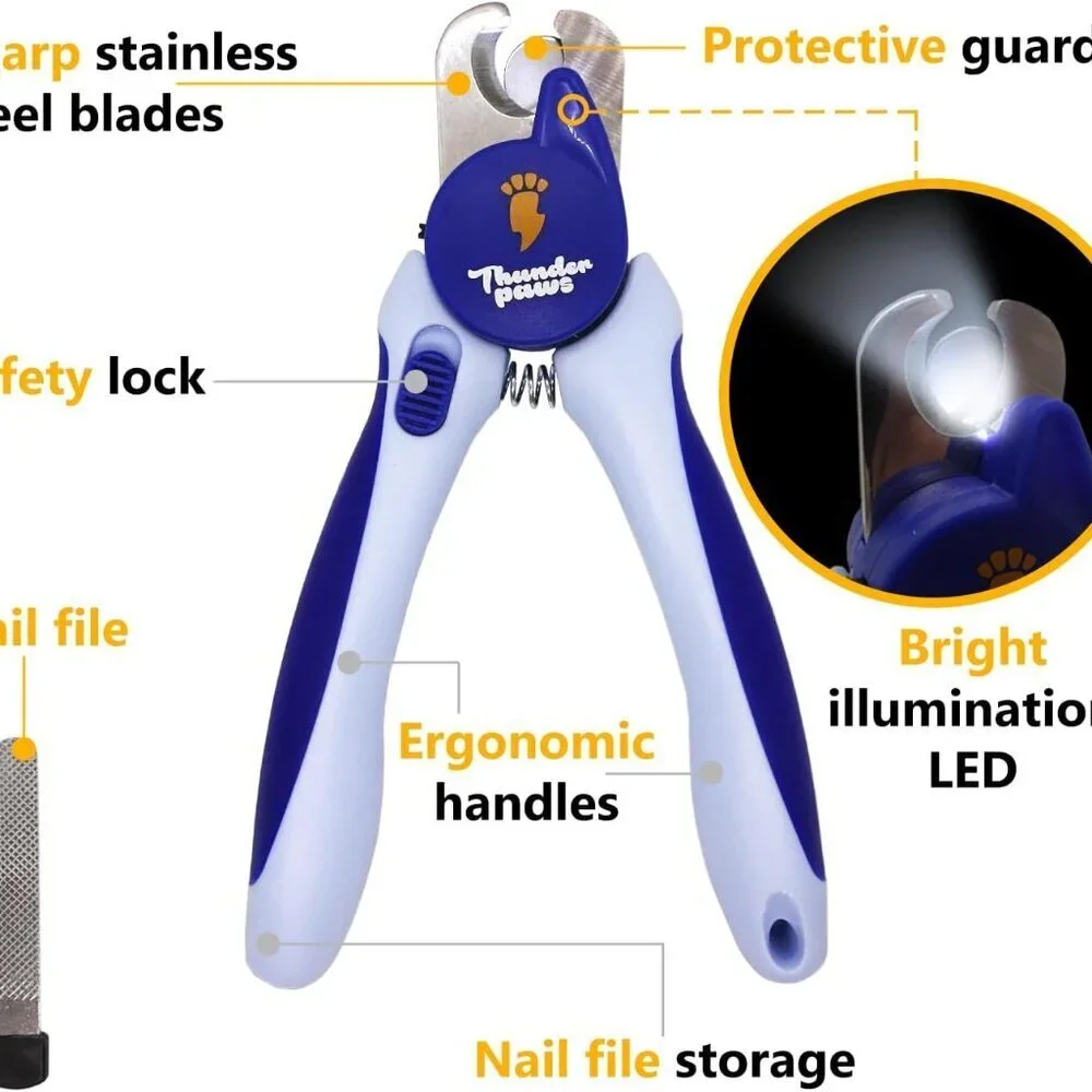 LED Dog Nail Clippers Stainless Steel Medium Large Pets Safety Guard File